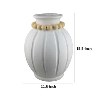 Foto 5 | Foto 5 | Jarrón Decorativo Nehu De Resina Blanca Con Cuello De Cuentas 40 Cm Benzara - Venta Internacional.