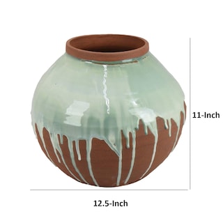 Foto 5 | Foto 5 | Jarrón Decorativo Hino Con Textura De Pintura Goteante En Cerámica Marrón De 33 Cm - Venta Internacional.