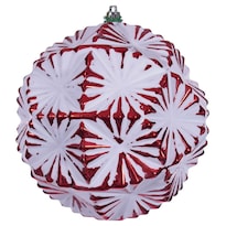 Set De Adornos Vickerman 6'' Rojo Prismado Con Cepillo Blanco X4 - Venta Internacional.