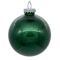 Adorno Navideño Vickerman Bola Transparente De 6'' Con Brillo Esmeralda - Venta Internacional.