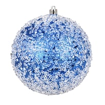 Adorno Vickerman Bola De Granizo Azul Con Brillantina De 12 Cm Irrompible - Venta Internacional.