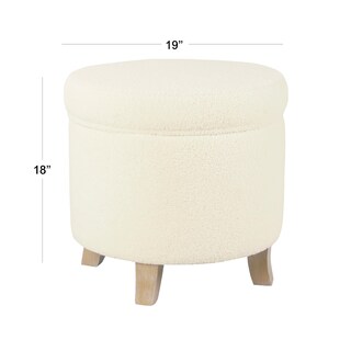 Foto 4 | Foto 4 | Puf Otomano De Almacenamiento Benzara Loni Redondo 48 Cm Beige De Imitación A Piel De Oveja - Venta Internacional.