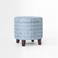 Puf De Almacenamiento Benzara Loni Redondo De 48 Cm En Azul Índigo - Venta Internacional.