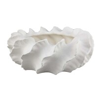 Maceta Decorativa Benzara Velz De Cerámica Blanca Con Borde Ondulado De 16 Cm - Venta Internacional.
