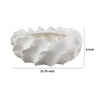 Foto 5 | Foto 5 | Maceta Decorativa Benzara Velz De Cerámica Blanca Con Borde Ondulado De 16 Cm - Venta Internacional.