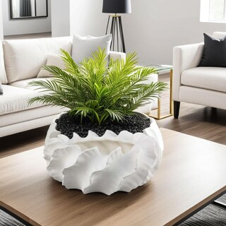 Foto 6 | Foto 6 | Maceta Decorativa Benzara Velz De Cerámica Blanca Con Borde Ondulado De 16 Cm - Venta Internacional.