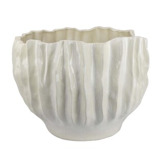 Foto 1 | Foto 1 | Maceta Decorativa Benzara Esam De Cerámica Texturizada Blanca De 19 Cm - Venta Internacional.