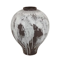 Jarrón Decorativo Gezy En Forma De Bulbo De 38 Cm De Cerámica Marrón Y Blanco - Venta Internacional.