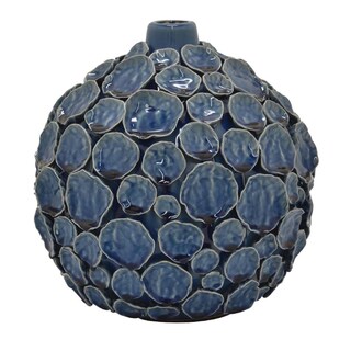 Foto 2 | Foto 2 | Jarrón Benzara Remus De Cerámica Esmaltada Azul Con Relieve De Piedras - Venta Internacional.