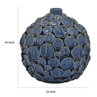 Foto 5 | Foto 5 | Jarrón Benzara Remus De Cerámica Esmaltada Azul Con Relieve De Piedras - Venta Internacional.