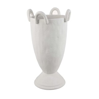 Foto 1 | Foto 1 | Maceta Decorativa Benzara Fiji En Cerámica Blanca Con Pedestal 40 Cm - Venta Internacional.