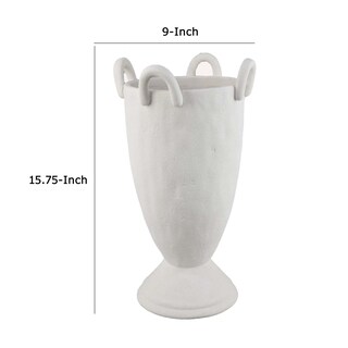 Foto 5 | Foto 5 | Maceta Decorativa Benzara Fiji En Cerámica Blanca Con Pedestal 40 Cm - Venta Internacional.