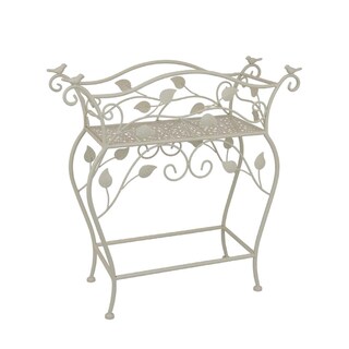 Foto 1 | Foto 1 | Mesa Soporte Para Plantas Benzara Philip Con Enredadera Y Aves En Metal Blanco - Venta Internacional.
