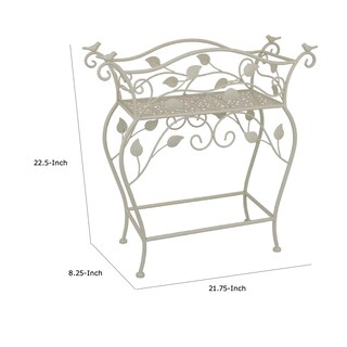 Foto 5 | Foto 5 | Mesa Soporte Para Plantas Benzara Philip Con Enredadera Y Aves En Metal Blanco - Venta Internacional.