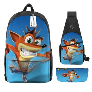 Foto 1 | Foto 1 | Juego De Mochilas Crash Bandicoots Anime 3 Piezas Para Niños Mochila Escolar - Venta Internacional.