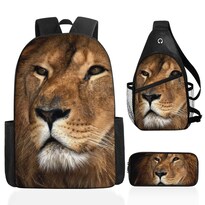 Juego De Mochilas Escolares Lion De 3 Piezas Para Escuela Primaria O Secundaria - Venta Internacional.