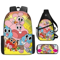 Set De Mochilas Gumballs Anime De 3 Piezas Para Niños Mochila Escolar - Venta Internacional.