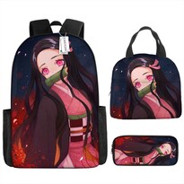 Set De Mochilas Demons Slayers Anime 3 Unidades Para Niños Mochila Escolar - Venta Internacional.