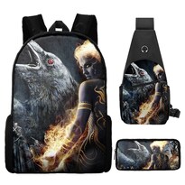 Set De Mochilas Dungeons Dragon School De 3 Piezas Para Estudiantes - Venta Internacional.
