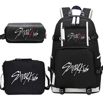 Set De Mochilas Stray Kids Black Anime De 3 Piezas Para Niños Y Escuelas - Venta Internacional.