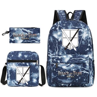 Foto 1 | Foto 1 | Set De Mochilas Attacks Titans Anime School De 3 Piezas Con Funda - Venta Internacional.
