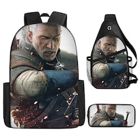 Juego De Mochilas Witchers School De 3 Piezas Con Bolsa De Hombro Y Funda Para Bolígrafos - Venta Internacional.