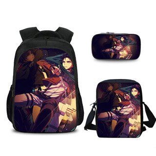 Foto 1 | Foto 1 | Set De Mochilas Escolares Attacks Titans Levi 3 Unidades Para Niños - Venta Internacional.