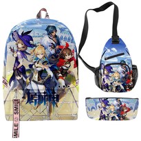Set De Mochilas Genshins Impacts Anime School 3d Satchel K 3 Unidades - Venta Internacional.