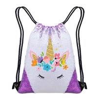 Mochila Con Cordón Unicornio Lentejuelas Anime Impermeable - Venta Internacional.