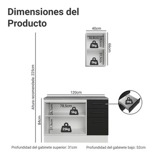 Foto 3 | Foto 3 | Mueble De Baño Completo Para Almacenaje Madesa Agata 120cm N
