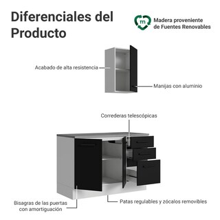 Foto 4 | Foto 4 | Mueble De Baño Completo Para Almacenaje Madesa Agata 120cm N