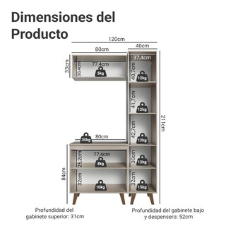 Foto 3 | Foto 3 | Mueble De Baño Completo Para Almacenaje Madesa Nice 120cm 5