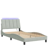 Estructura De Cama Vidaxl Hanko Con Luz Led Gris Claro Individual 100x190cm - Venta Internacional.
