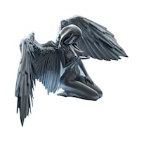 Estatuilla Con Alas De Ángel Para Mujer Arrodillada Y Sombrero - Venta Internacional.
