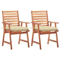Sillas De Comedor Para Patio Casafoyer 2 Pcs De Madera Maciza De Acacia Con Cojines - Venta Internacional.