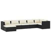 Conjunto De Lounge Para Patio Casafoyer 7 Piezas En Poliratán Negro - Venta Internacional.