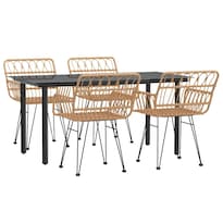 Conjunto De Comedor Para Patio Casafoyer Polirratan 5 Piezas Marrón - Venta Internacional.