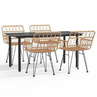 Foto 3 | Foto 3 | Conjunto De Comedor Para Patio Casafoyer Polirratan 5 Piezas Marrón - Venta Internacional.