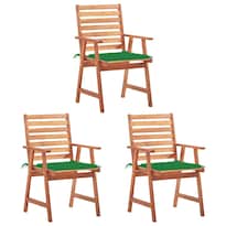Juego De 3 Sillas Para Comedor Exterior Casafoyer Con Cojines Madera De Acacia - Venta Internacional.
