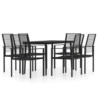 Foto 1 | Foto 1 | Conjunto De Comedor Para Patio Casafoyer De 7 Piezas En Negro Con Tapa De Vidrio - Venta Internacional.