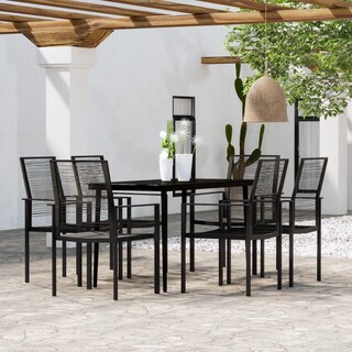 Foto 2 | Foto 2 | Conjunto De Comedor Para Patio Casafoyer De 7 Piezas En Negro Con Tapa De Vidrio - Venta Internacional.