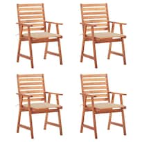 Sillas De Comedor Para Patio Casafoyer 4 Pzas Con Cojines Madera De Acacia - Venta Internacional.