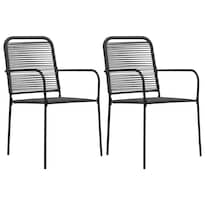 Sillas De Jardín Casafoyer De Cuerda De Algodón Y Acero Negras 2 Pzas - Venta Internacional.