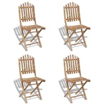 Conjunto De 4 Sillas Plegables De Bambú Vidaxl Para Jardín - Venta Internacional.