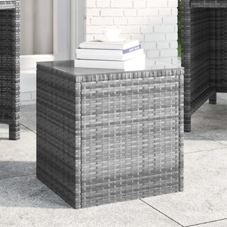 Foto 1 | Foto 1 | Mesa Lateral Casafoyer De Poliratán Gris Con Vidrio Templado 40x37x40 Cm - Venta Internacional.