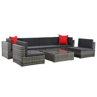 Foto 4 | Foto 4 | Conjunto De Salón De Jardín Casafoyer En Rattan Sintético Gris De 7 Piezas - Venta Internacional.