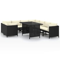 Conjunto De Jardín Lounge Casafoyer De Poliratán 9 Piezas Negro - Venta Internacional.