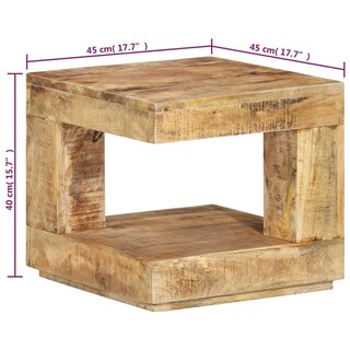Foto 4 | Foto 4 | Mesa De Centro Vidaxl De Madera Maciza De Mango 45x45x40 Cm Estilo Rústico - Venta Internacional.