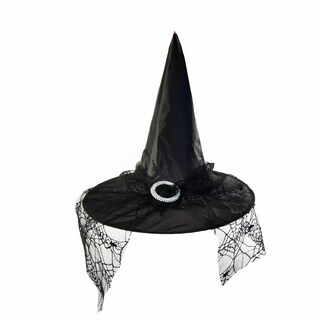 Foto 1 | Foto 1 | Sombrero De Bruja Para Disfraz Cosplay Fiesta Gorra Con Velo 38 X 36 5 Cm - Venta Internacional.
