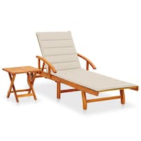 Reposera Casafoyer Para Patio Con Mesa Y Cojín De Madera De Acacia - Venta Internacional.
